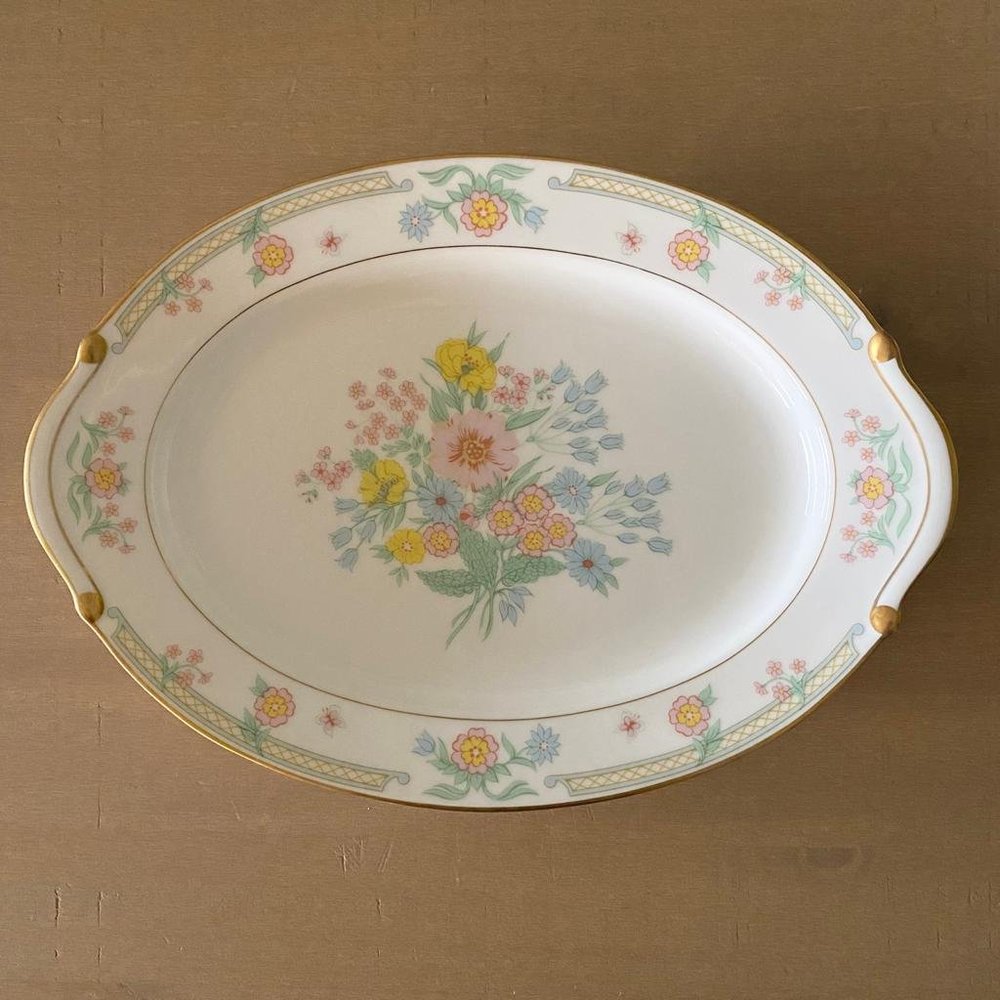 Vintage Fine China Viletta USA Melody Pattern Oval Serving Plate With Ears